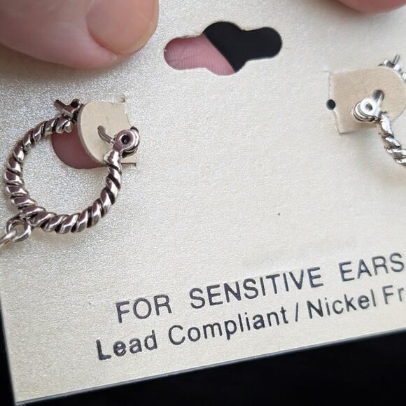 Hope Collection Silver Tone Drop Earrings Nickel Free Lead Compliant Sensitive - Picture 3 of 4